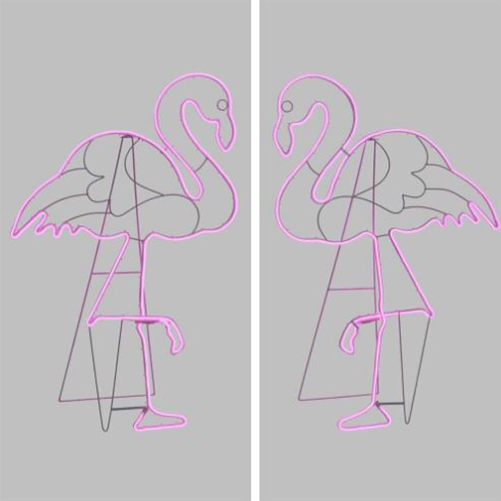 FIGURA LUMINOSA FENICOTTERO A LED EFFETTO NEON H 115 CM BIFACCIALE DA GIARDINO