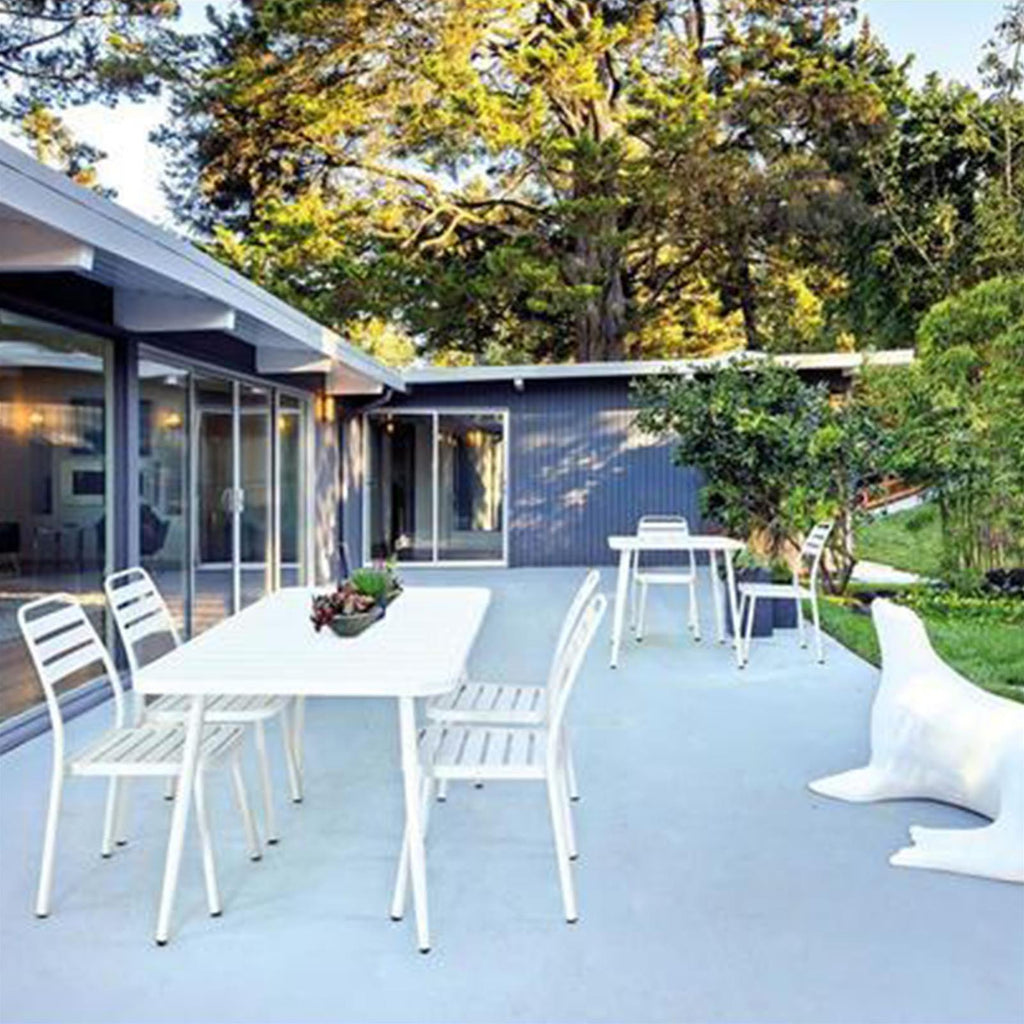 TAVOLO LENNIE DA da esterno e giardino BAR ALLUMINIO BIANCO 163 CM VERANDA METALLO RISTORANTE
