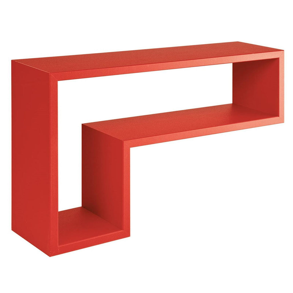 Mensole da Muro a Cubo, in legno, design lettera "L" (Rosso)
