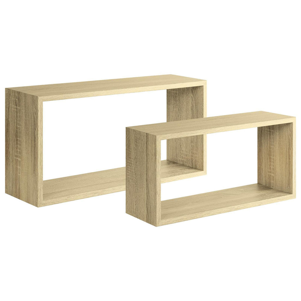 Set 2 Mensole da muro in legno, design a Cubo bislungo (ROVERE SAGERAU)