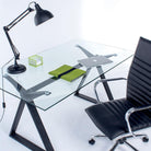 SCRIVANIA MODERNA JOB NERO PER COMPUTER PORTA PC DA UFFICIO CAMERETTA IN VETRO 150 CM