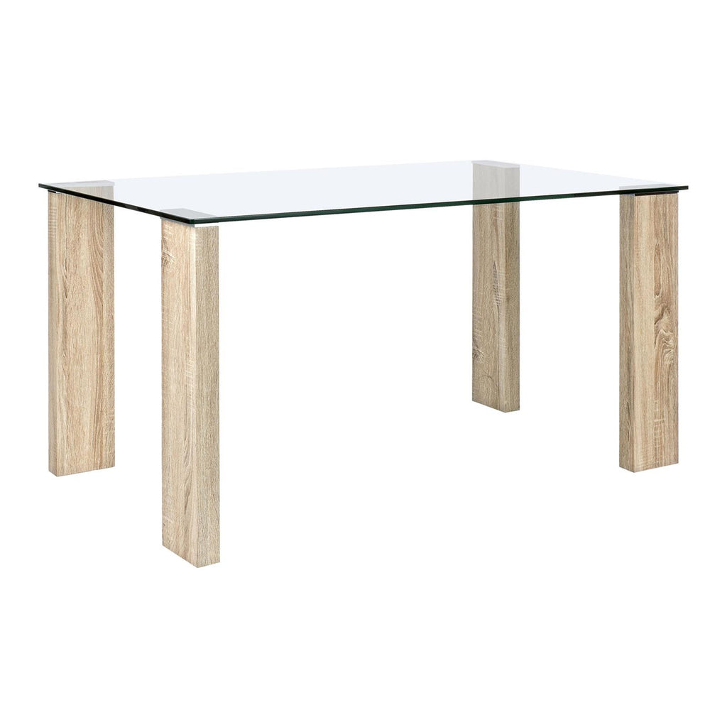 Tavolo arley in vetro temperato 140 x 80 da interno piedi legno scrivania moderna