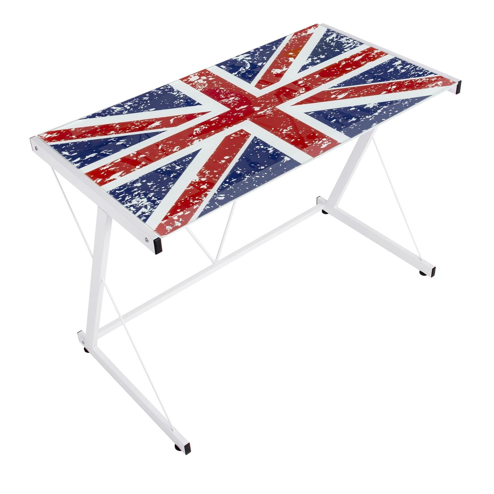 SCRIVANIA ENGLISH BANDIERA INGHILTERRA PER COMPUTER PORTA PC IN VETRO DA CAMERETTA BAMBINO 90 CM