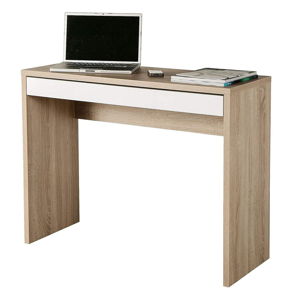SCRIVANIA CONSOLLE CASSETTI CASSETTIERA ROVERE LACCATA BIANCO LUCIDO UFFICIO