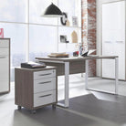 CASSETTIERA DA UFFICIO 3 CASSETTI PER SCRIVANIA ROVERE E BIANCO CON CHIAVE E RUOTE