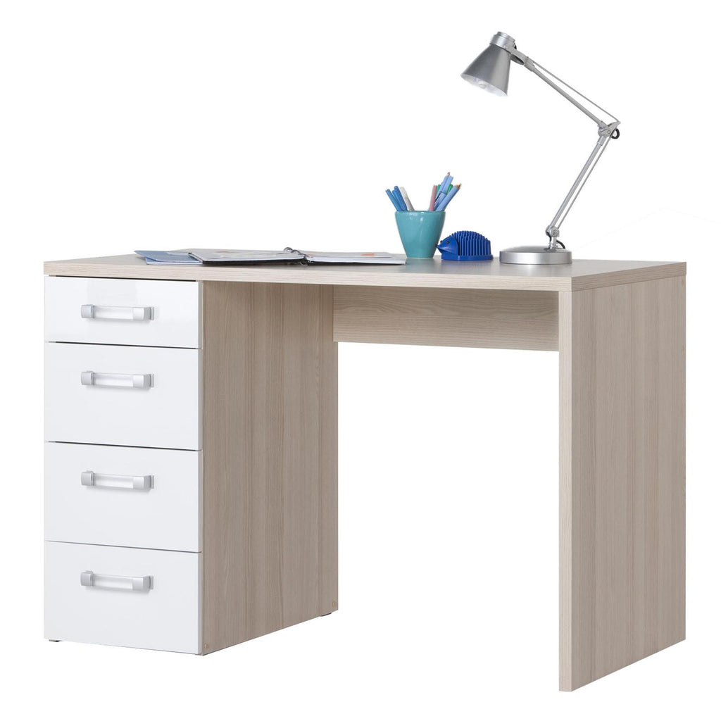 SCRIVANIA CASSETTI CASSETTIERA ROVERE LACCATA BIANCO UFFICIO STANZETTA 110 CM PORTA PC