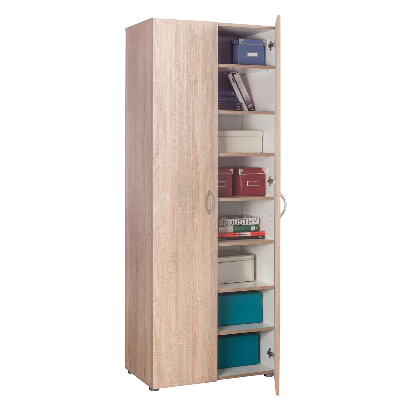 ARMADIO LEGNO 2 ANTE CON CASSETTIERA CASSETTI ROVERE ARMADIETTO SCARPIERA 8 RIPIANI