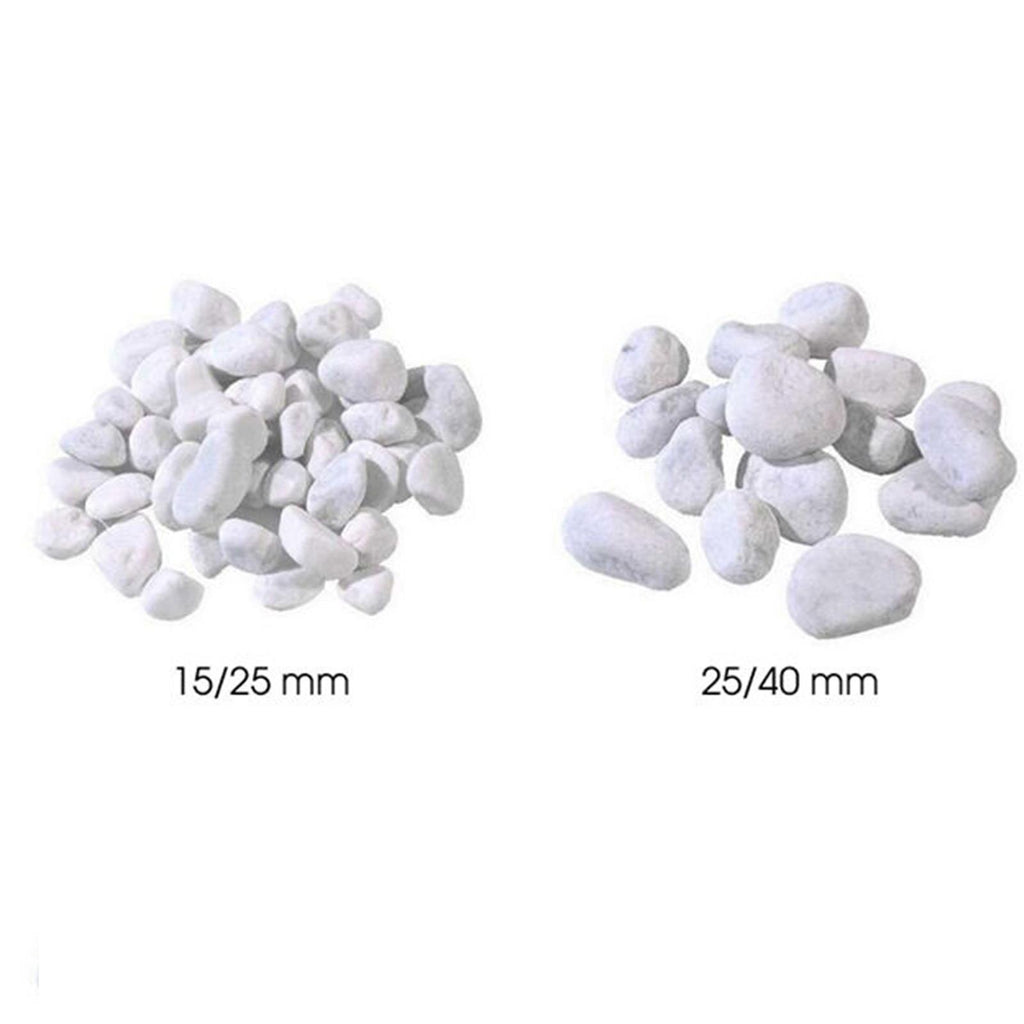 25 kg ciottoli bianchi da giardino bianco carrara sassolini decorativi in sacchi (16/26 mm)