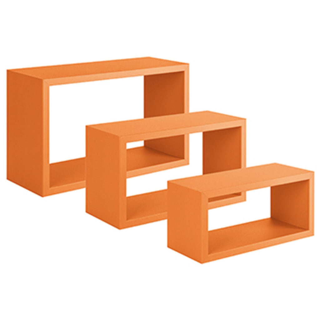 Set 3 cubi, mensole da parete in legno, Design moderno (ARANCIO)