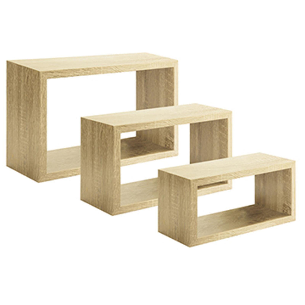 Set 3 cubi, mensole da parete in legno, Design moderno (ROVERE SAGERAU)