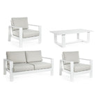 SALOTTINO ATLANTIC IN ALLUMINIO BIANCO DA GIARDINO PER ESTERNO SALOTTO VERANDA 4 PEZZI