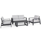 SALOTTINO ATLANTIC IN ALLUMINIO ANTRACITE DA GIARDINO PER ESTERNO SALOTTO VERANDA 4 PEZZI