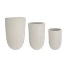 SET 3 VASI VASO BRUSH CIOTOLA BIANCO CIOTOLE FIBRA DI VETRO PIANTE FIORI GIARDINO
