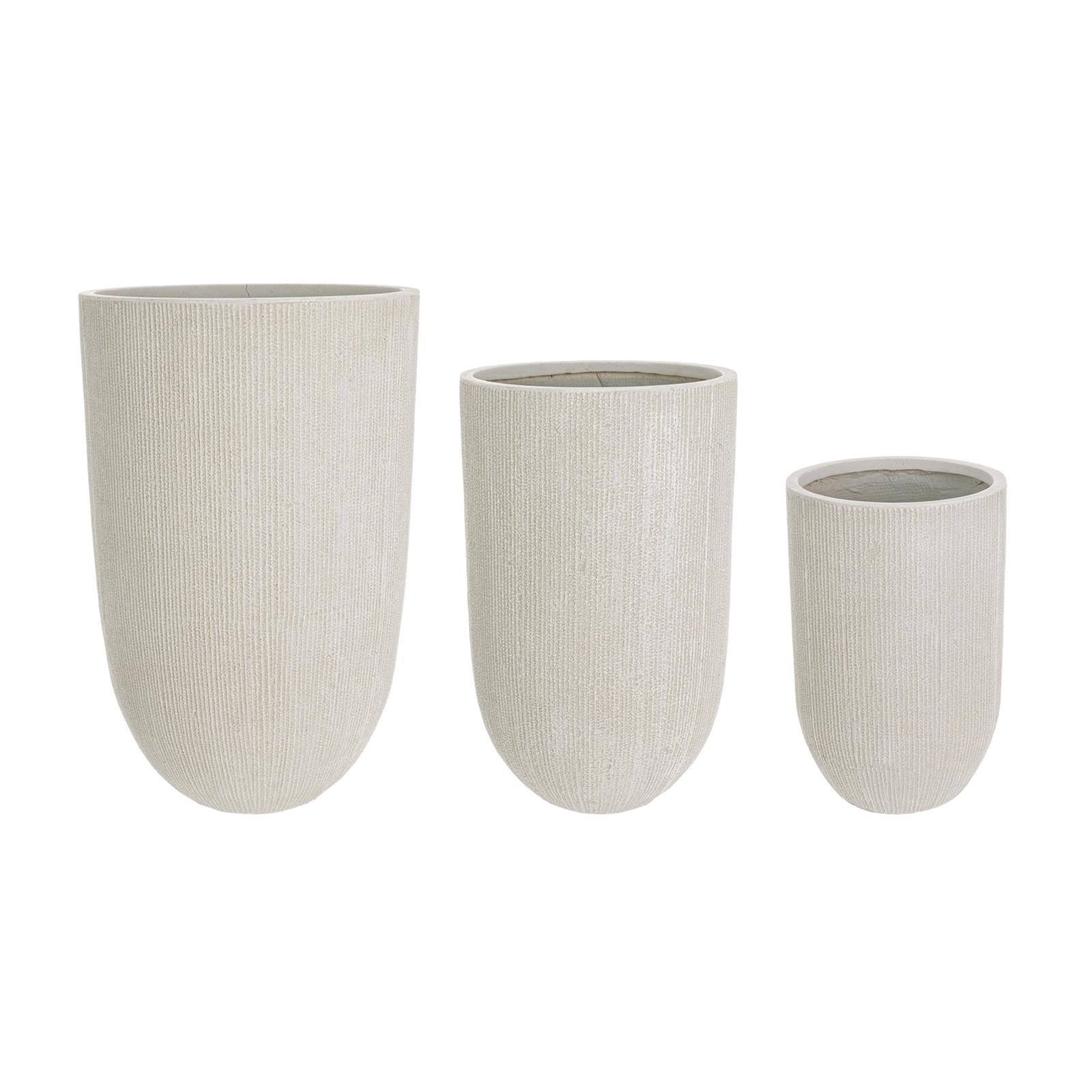 SET 3 VASI VASO BRUSH CIOTOLA BIANCO CIOTOLE FIBRA DI VETRO PIANTE FIORI GIARDINO