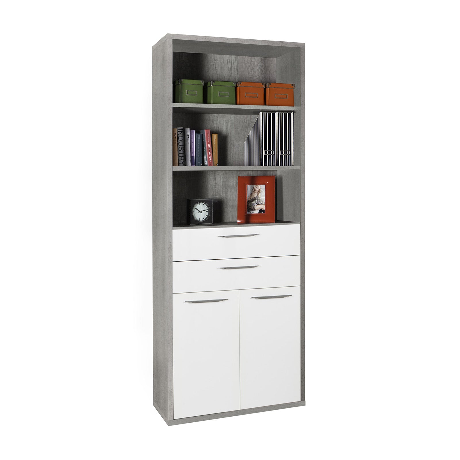 Ufficio Completo COMPOSAD Linea DISEGNO - 4 Pezzi Rovere Sonoma/Bianco - Made Italy - Foto 8