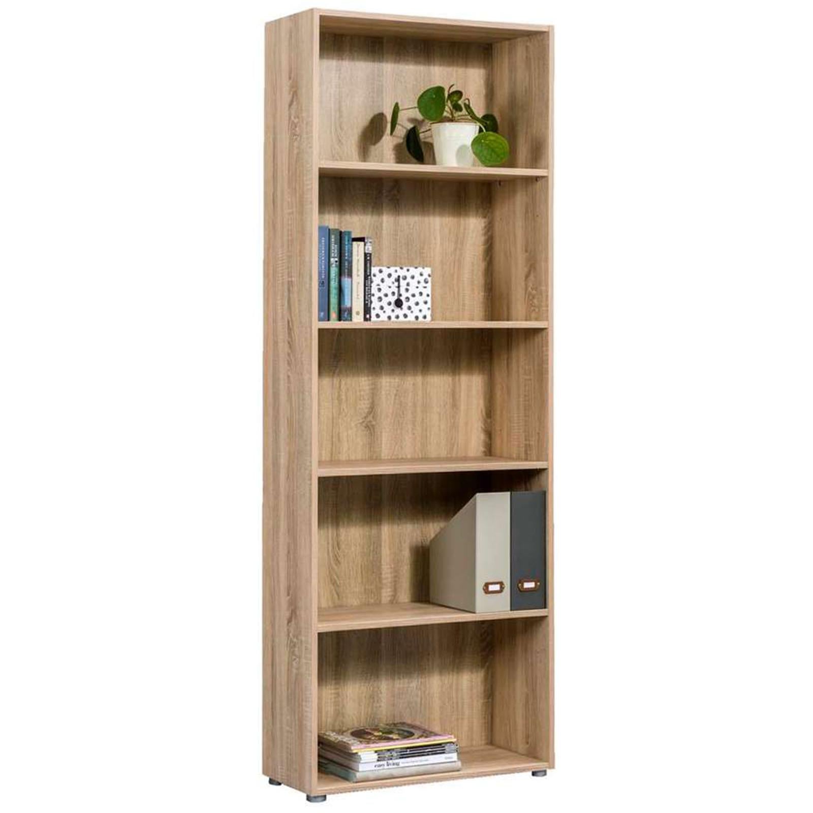 LIBRERIA 5 RIPIANI IN LEGNO ROVERE LIBRERIE DA UFFICIO ARREDAMENTO INTERNO H 197 CM