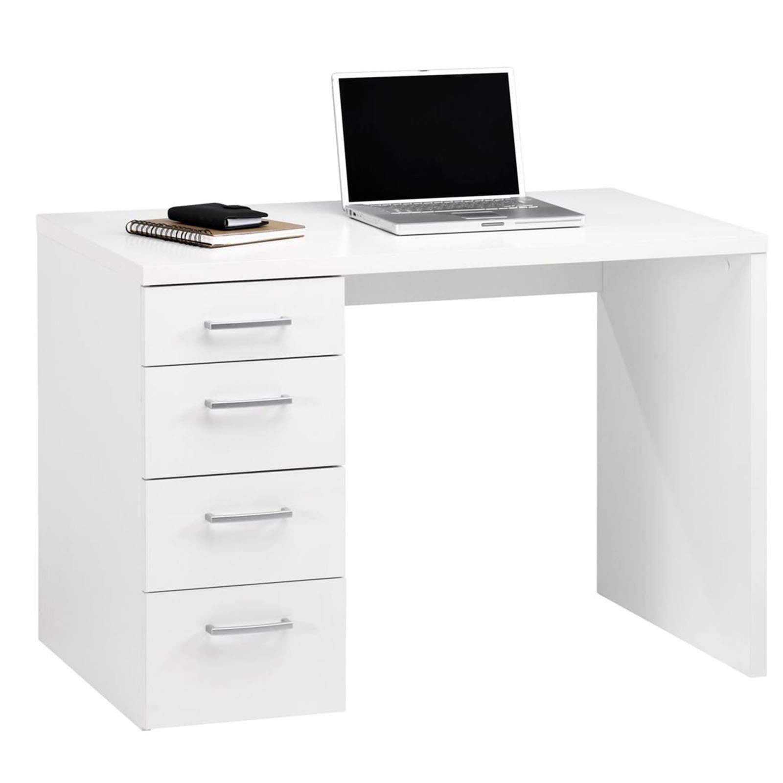 SCRIVANIA CON CASSETTI CASSETTIERA LACCATO BIANCO UFFICIO STANZETTA 110 CM PORTA PC