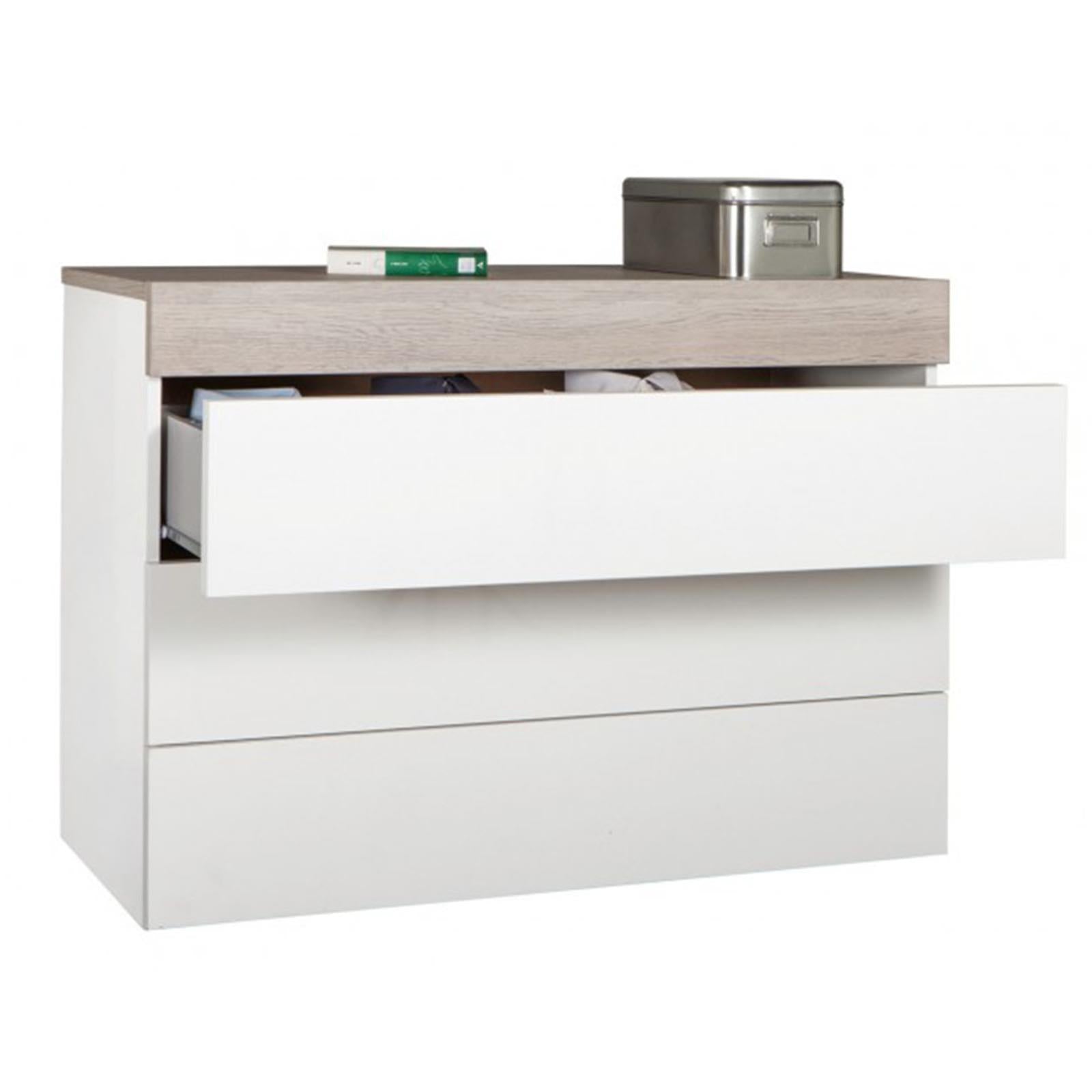 COMODINO GELOSIA CASSETTIERA CON 4 CASSETTI LACCATO BIANCO LUCIDO E GESSATO H 85 CM