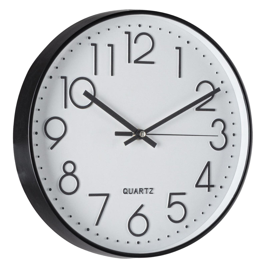 OROLOGIO A PARETE QUARTZ BIANCO E NERO PER CAMERETTA E CUCINA IDEA REGALO Ø 30 CM