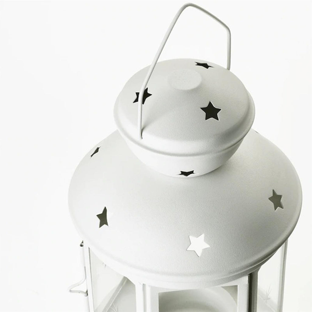 LANTERNA PORTA TEALIGHT 21 CM BEIGE IN METALLO E VETRO PORTACANDELE BOMBONIERE