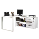 SCRIVANIA ANGOLARE CON CASSETTIERA BIANCO LACCATO DA UFFICIO 170 CM