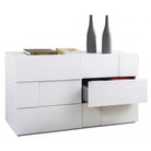 CASSETTIERA CON 6 CASSETTI LACCATO BIANCO LUCIDO CON GUIDE IN METALLO H 82 CM