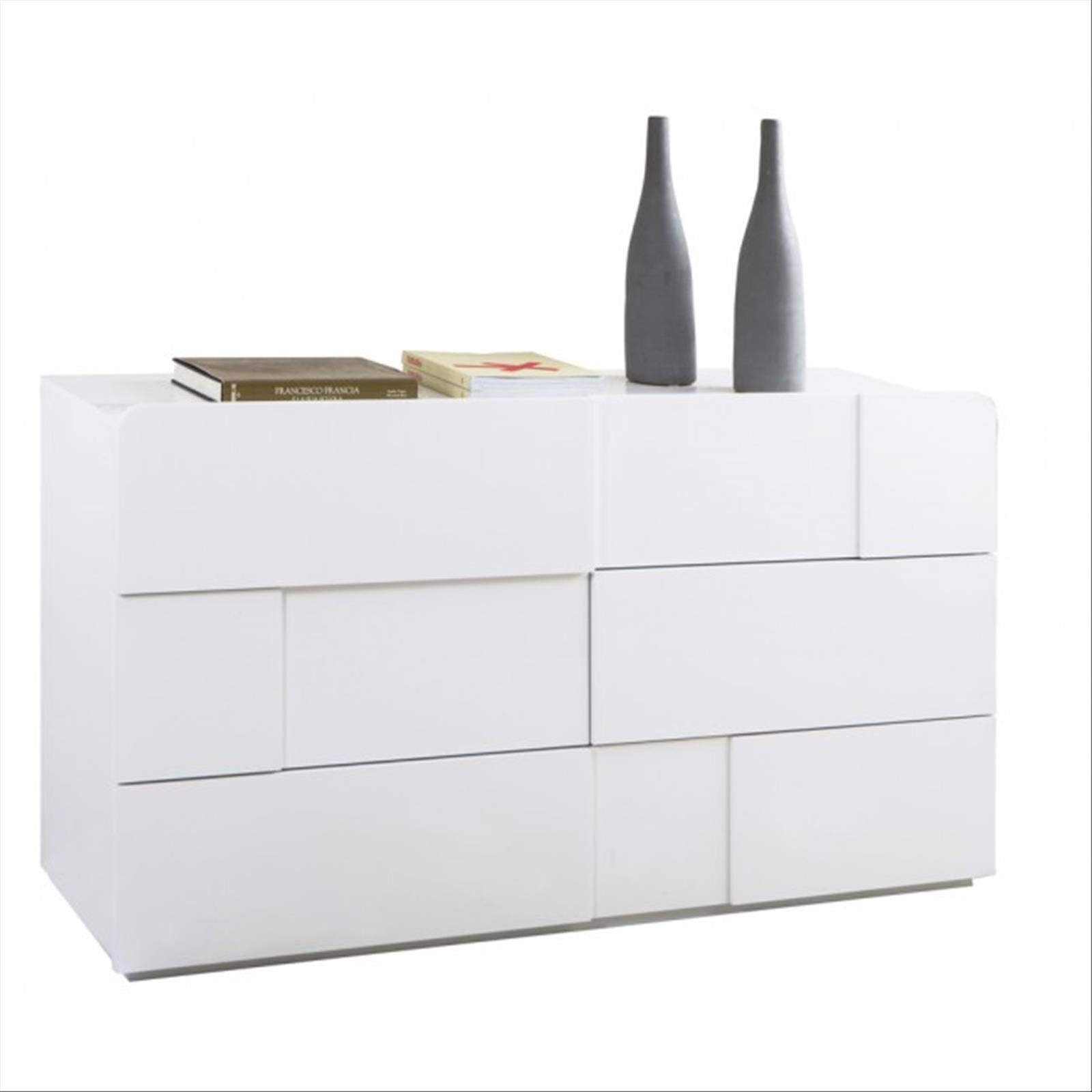 CASSETTIERA CON 6 CASSETTI LACCATO BIANCO LUCIDO CON GUIDE IN METALLO H 82 CM