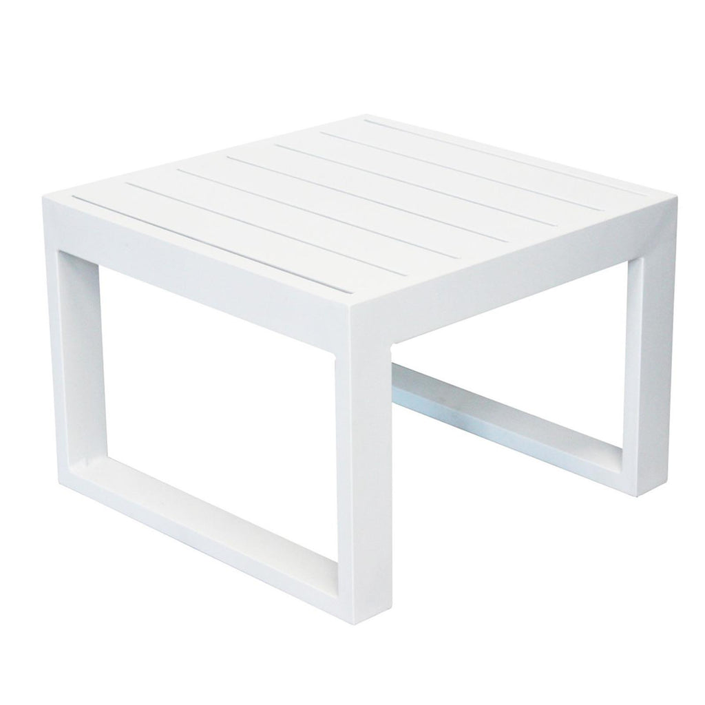 TAVOLINO CUBA IN ALLUMINIO PER GIARDINO E PISCINA BIANCO 45X45 LETTINO ITACA