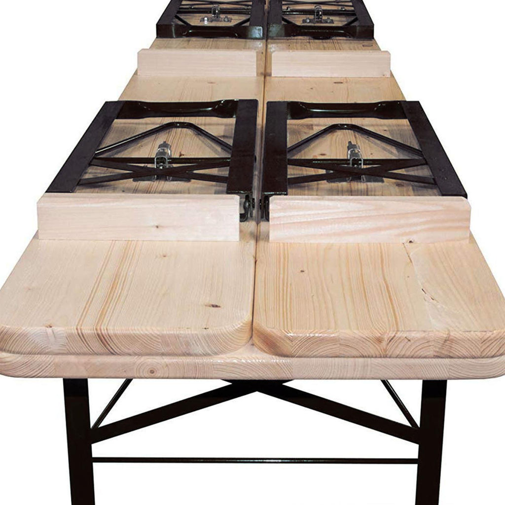 Set birreria in legno 120 x 60 cm tavolo e panche pieghevoli piedi in metallo