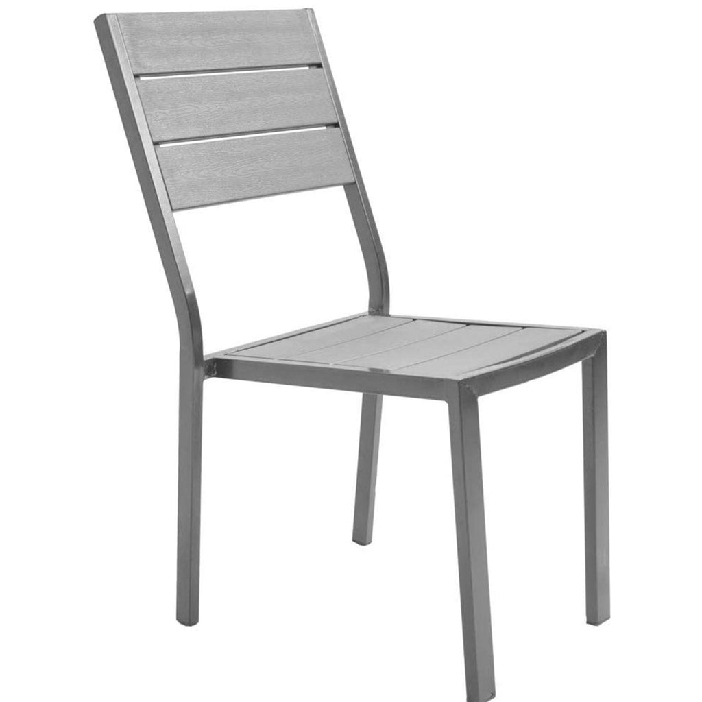PZ 4 SEDIE SENZA BRACCIOLI TENERIFE 88 CM EFFETTO LEGNO NERO DA GIARDINO
