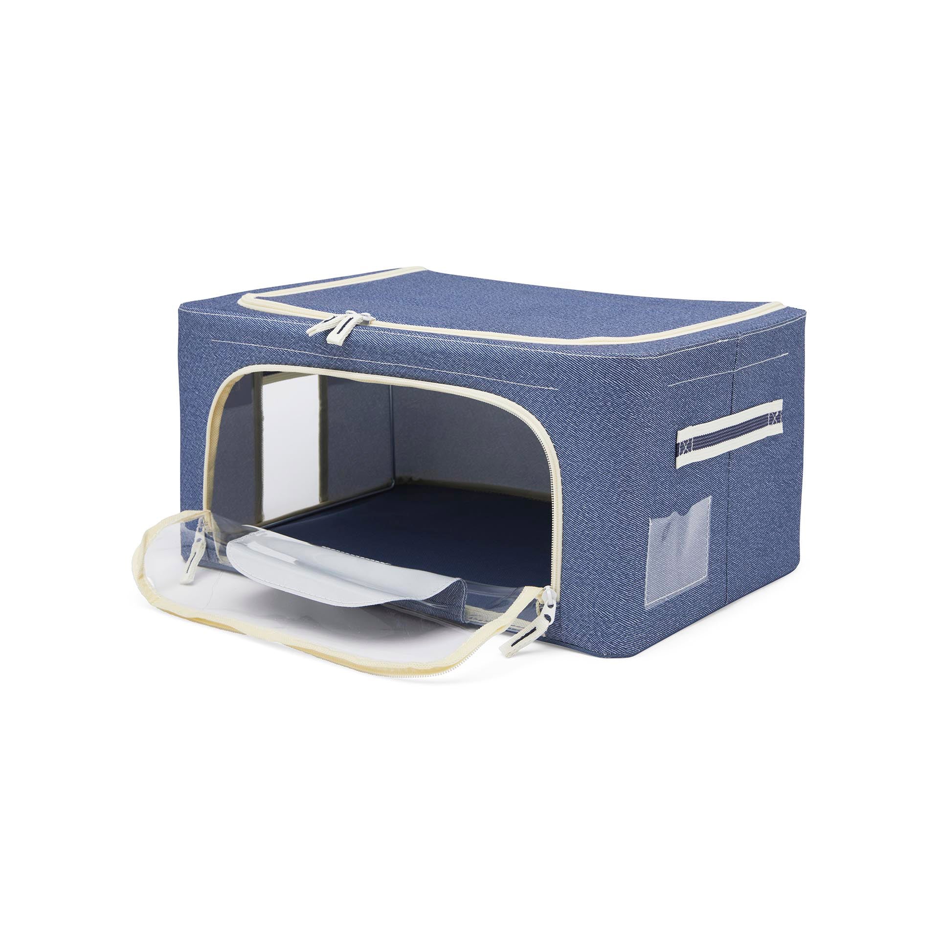 box scatola contenitore salvaspazio per armadio in tessuto colore blu nuovo
