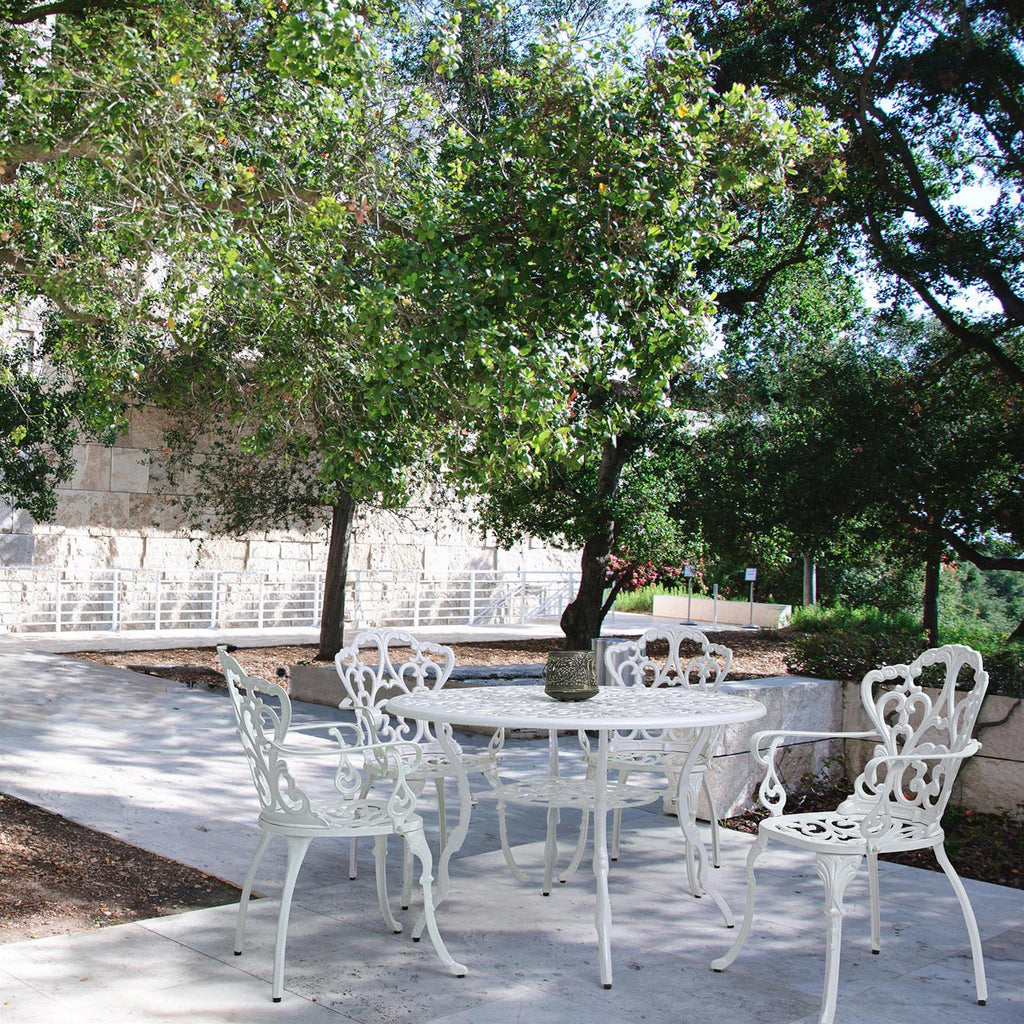 Tavolo victoria 110 cm tondo in alluminio bianco da esterno per giardino e veranda