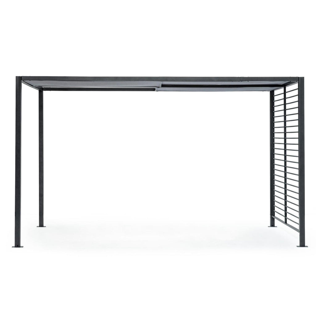 Gazebo da giardino antracite noah 3 x 3,6 mt tettoia pergolato scorrevole moderno