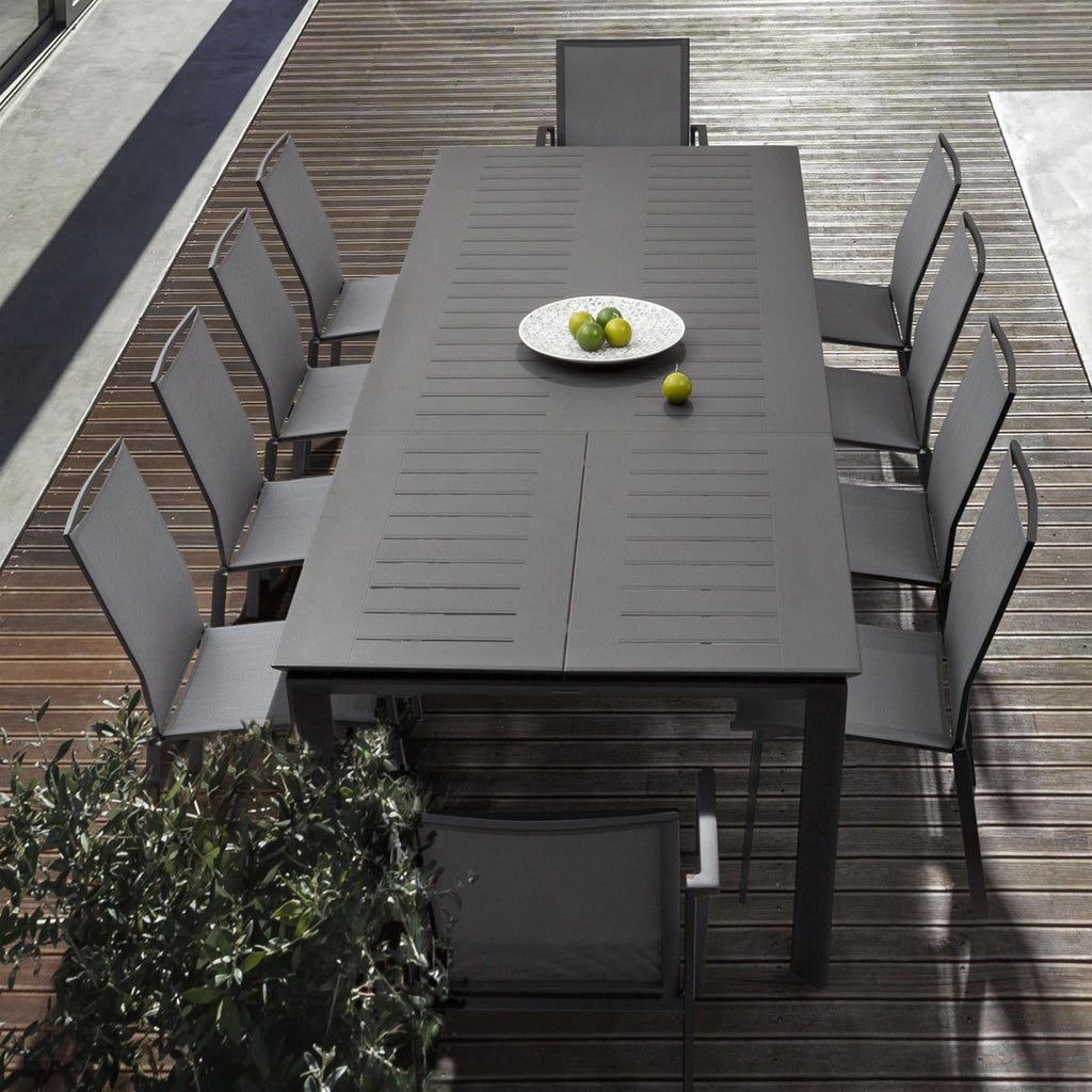 Tavolo Konnor in alluminio antracite allungabile 200-300x110 per esterno da giardino