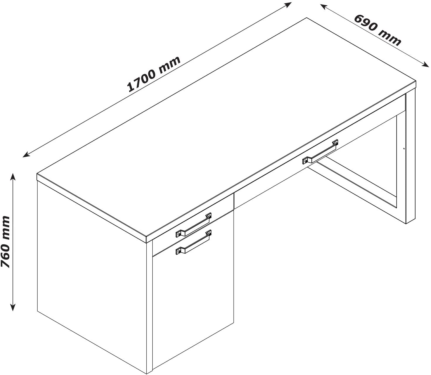 Scrivania stile industrial per ufficio e studio con 1 anta e cassetto,  Tavolo da computer, Scrittoio per lavoro, Made in Italy, cm 110x60h76,  colore Rovere e Antracite - DMORA - Idee regalo