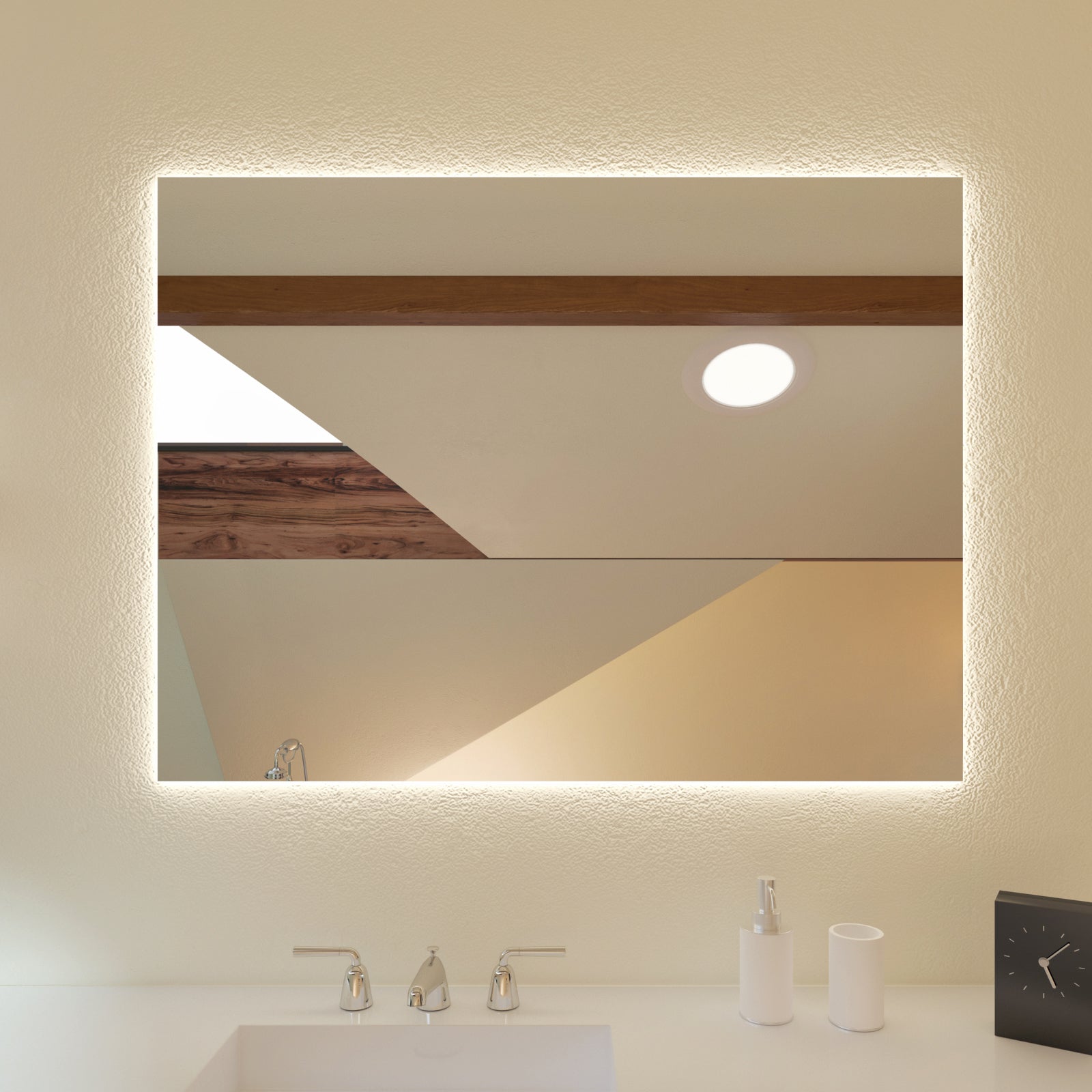 Decorativi Specchio LED da bagno (114x74cm) Retroiluminato con  illuminazione (OBK221) Freddo Bianco