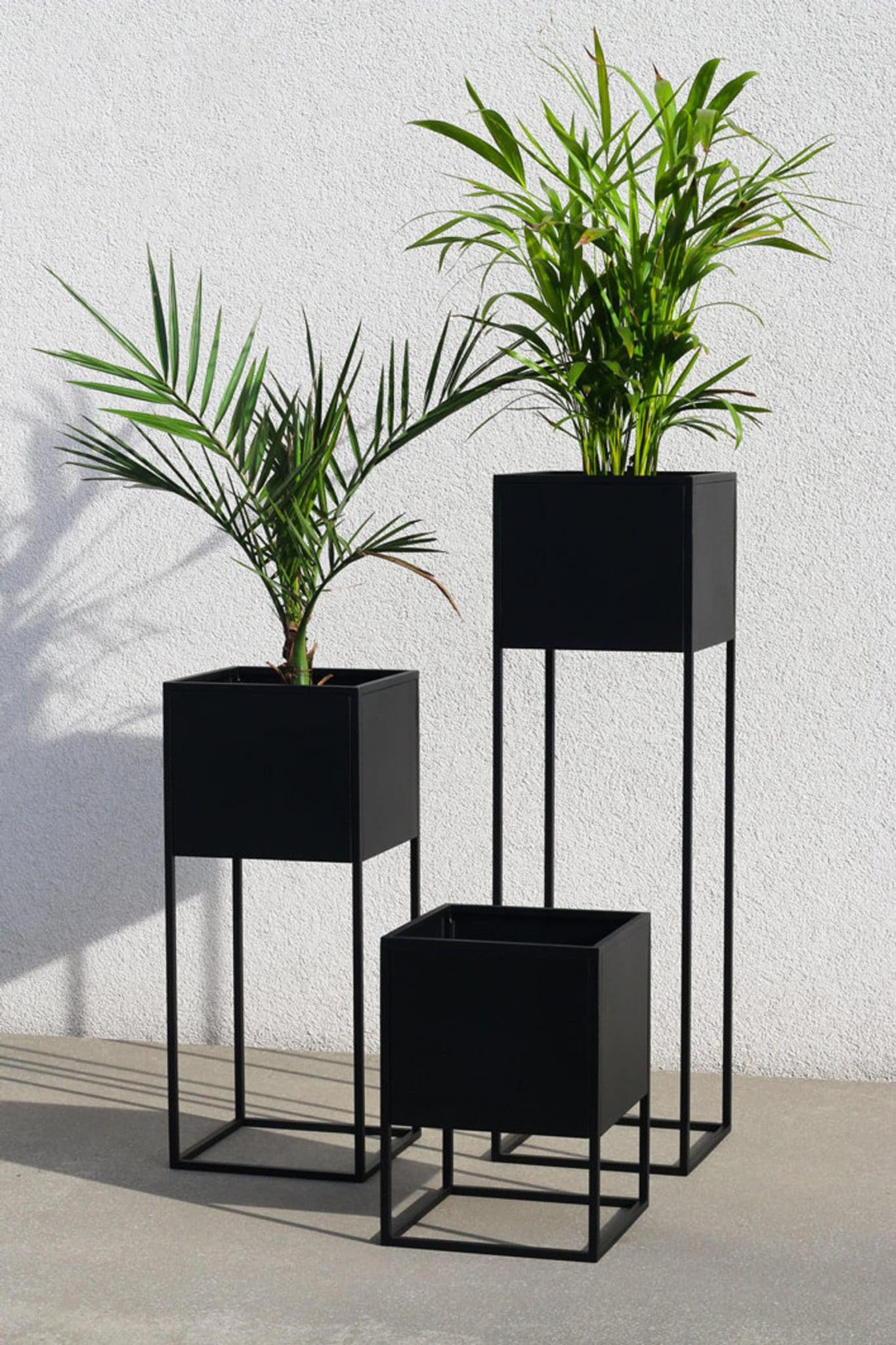 Set 2 vasi porta piante metallo nero