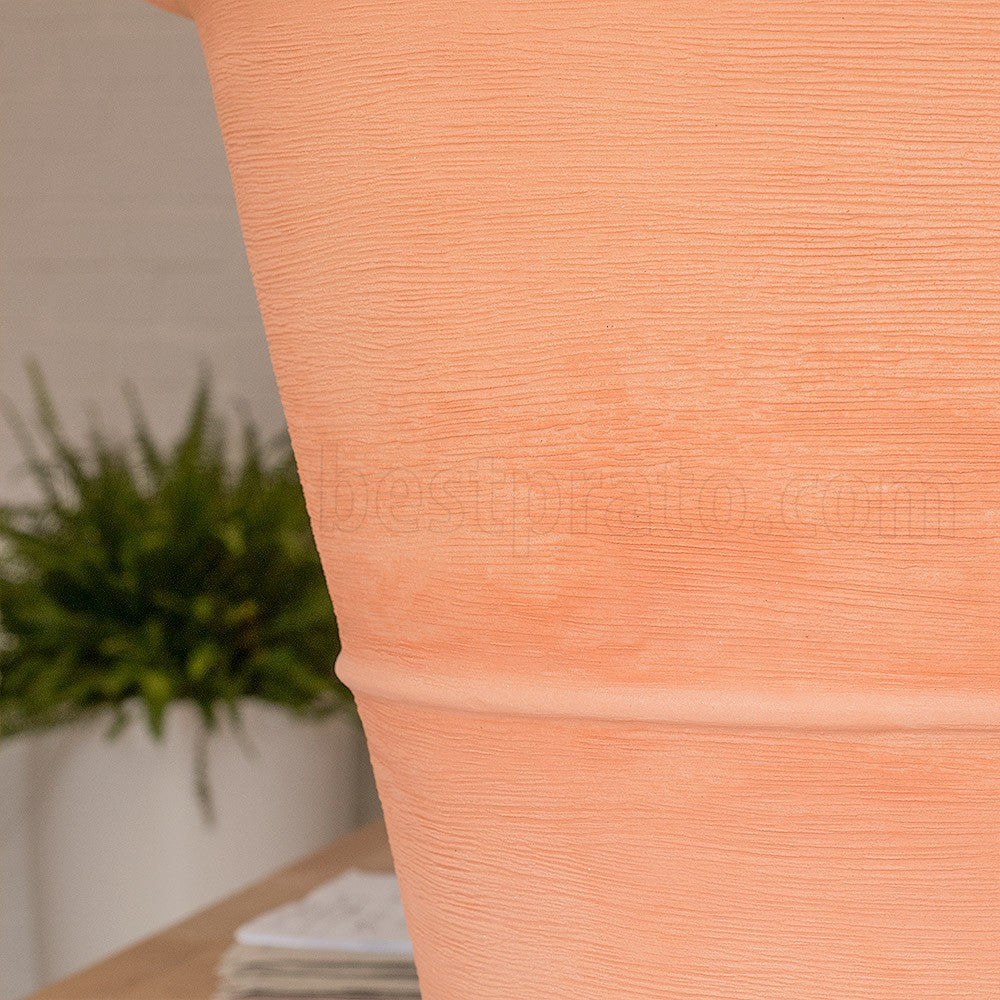 Fioriera Rettangolare Effetto Cemento Con Vaso Interno - Per Balcone E Giardino, 58x18x50 Cm, Colore Terracotta, Plastica Resistente
