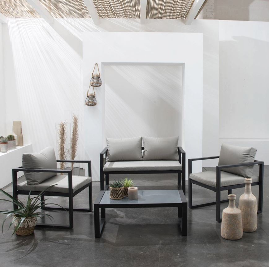 Salottino Da Esterno Koral In Alluminio Con Cuscini – Design Moderno Per Giardino, Colore Taupé